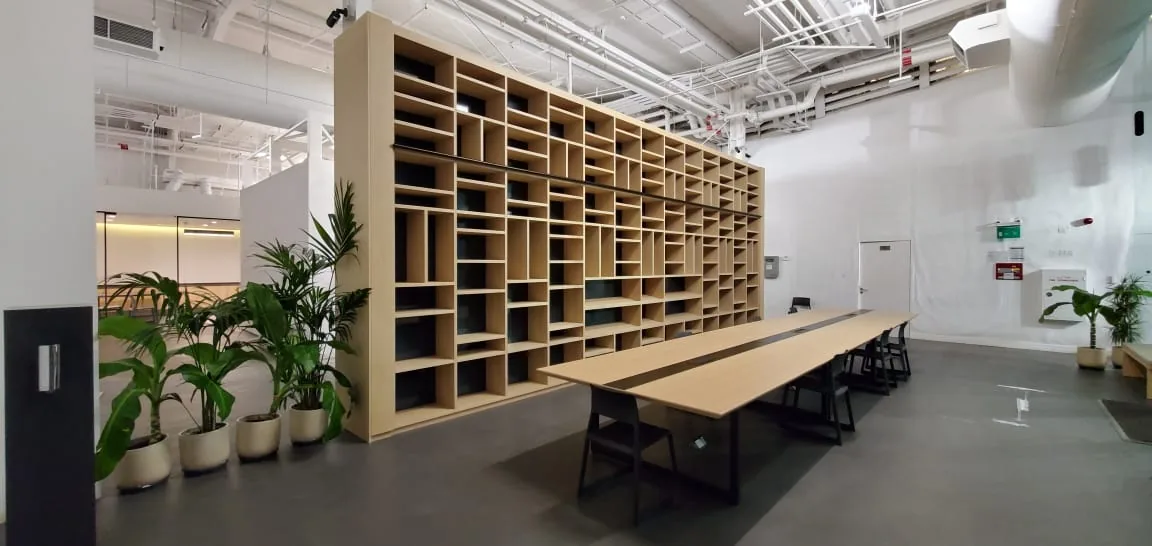 After view of Warehouse 421 library and workspace fit-out.